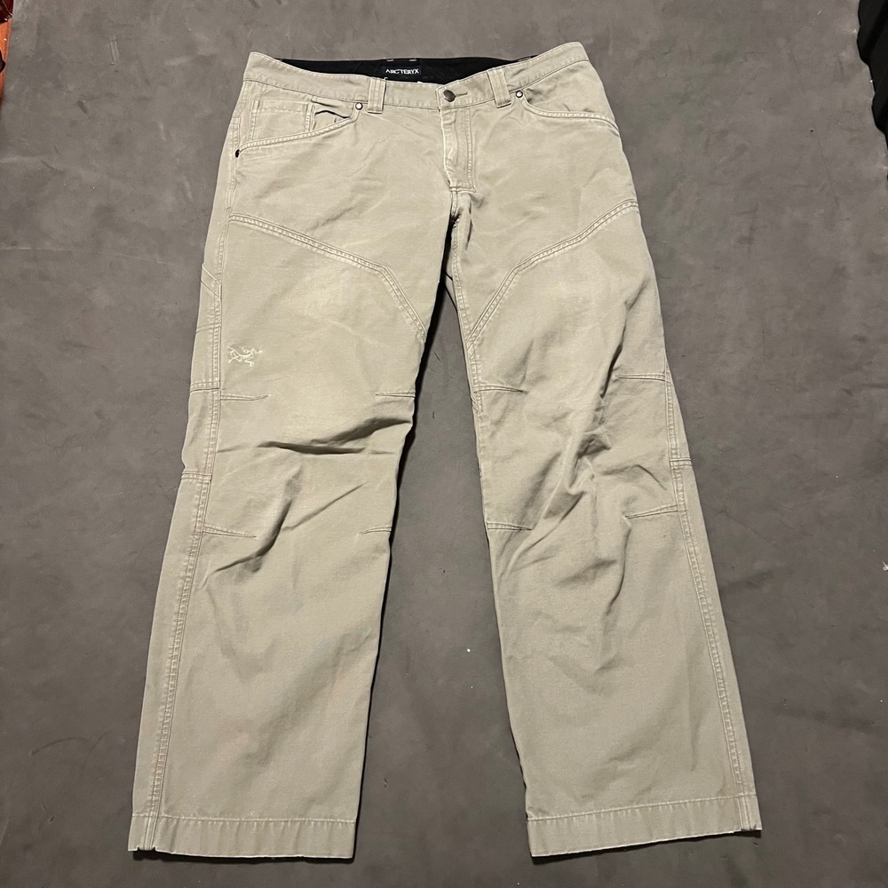 Arc'teryx Men's Cronin Cotton Canvas Outdoor Pants Grey/Green Sz 36X30 Hiking
